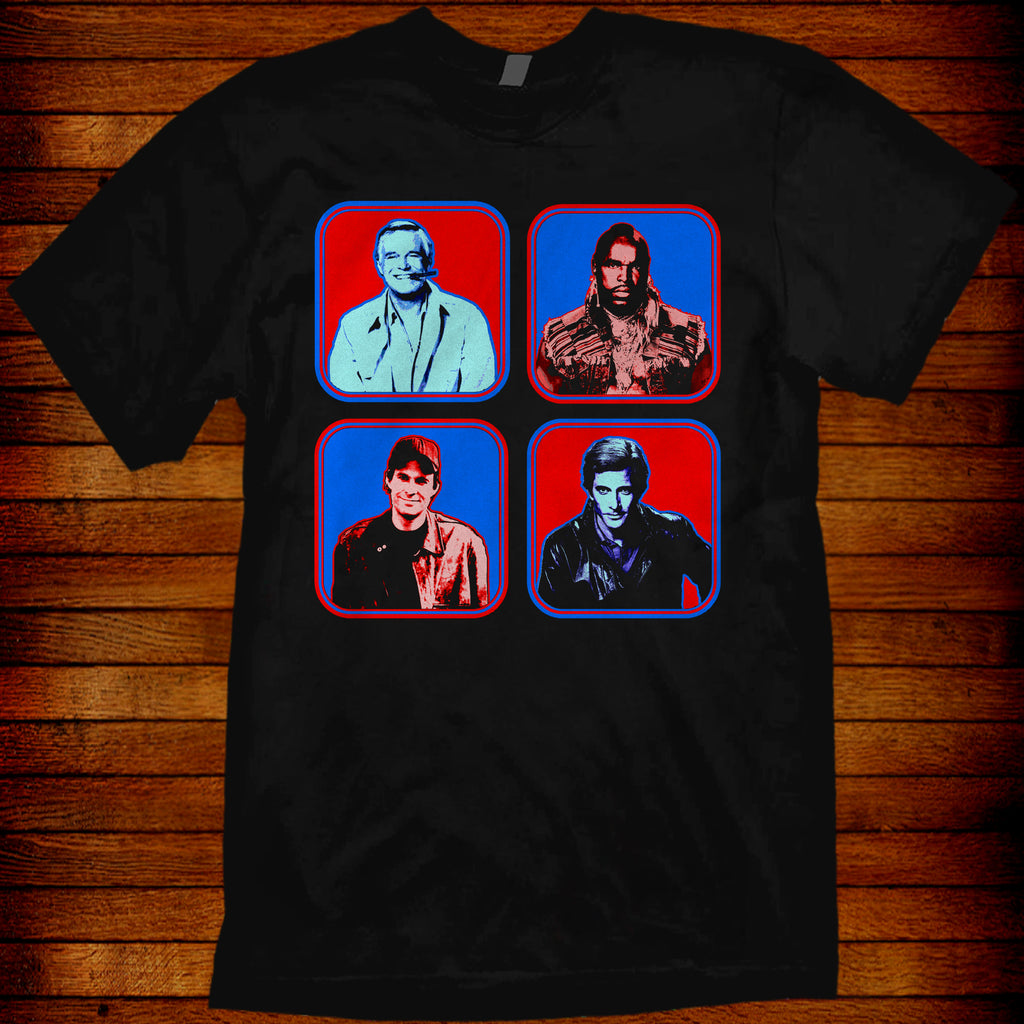the A-team t-shirt tee shirt t-shirt tee popart pop-art Jared Swart 4xl 5xl 6xl 80s movie buff gift 