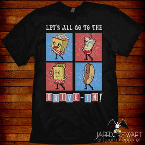 Drive-In theatre cinema retro t-shirt "let's all go to the lobby"