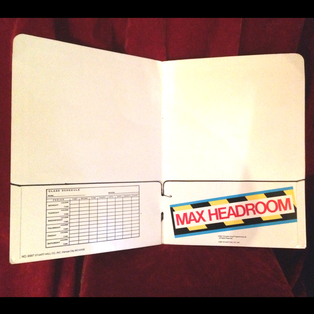 Vintage 80's Max Headroom school folder