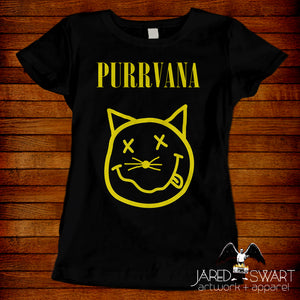 Cat-World parody T-shirt Purrvana
