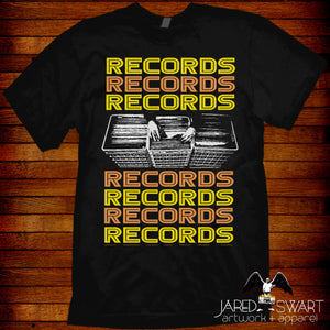 Record Collector T-shirt Vinyl Junkie crates retro style 70s