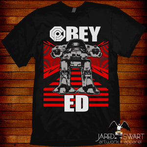 Robocop T-shirt "Obey Ed" by Jared Swart based on the 1987 cult classic