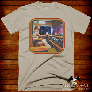 Psychedelic 70's Retro T-shirt "Space Trucker" Artwork by Jared Swart